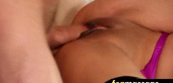  Tanned shaved busty young babe intense orgasm 18
